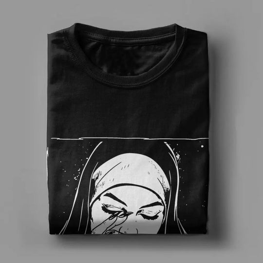 Bad Nonne Gothic Satanic T-Shirt Männer 100% Baumwolle kreative T-Shirts Rundhals ausschnitt T-Shirt Kurzarm Kleidung Geburtstags geschenk FESTIVAL OUTFITS & STREETWEAR