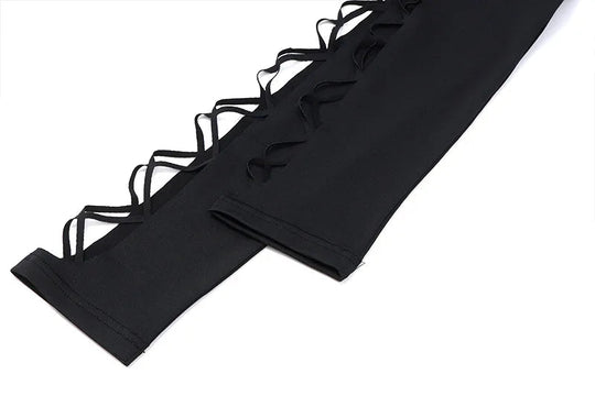 Shestyle Schwarz Aushöhlen Design Körper für Frauen Kalten Schulter Hohe Taille Sexy Halloween Heißer Dame Bodys Neue-Gefunden top Solide Festival Outfits | Techno Shirts | Rave Clothing