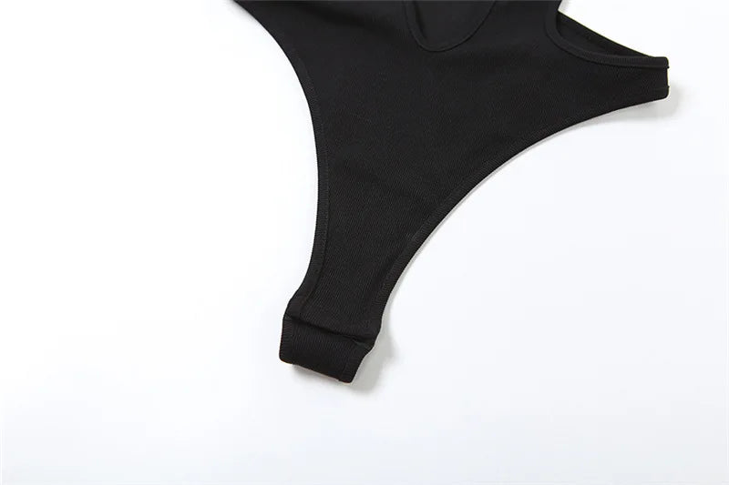 Mall Gothic Hollow Out Sexy Bodys Techwear Fashion Y2k Patchwork Tops Damen Grunge Rückenfrei High Cut Slim Bodysuit Festival Outfits | Techno Shirts | Rave Clothing