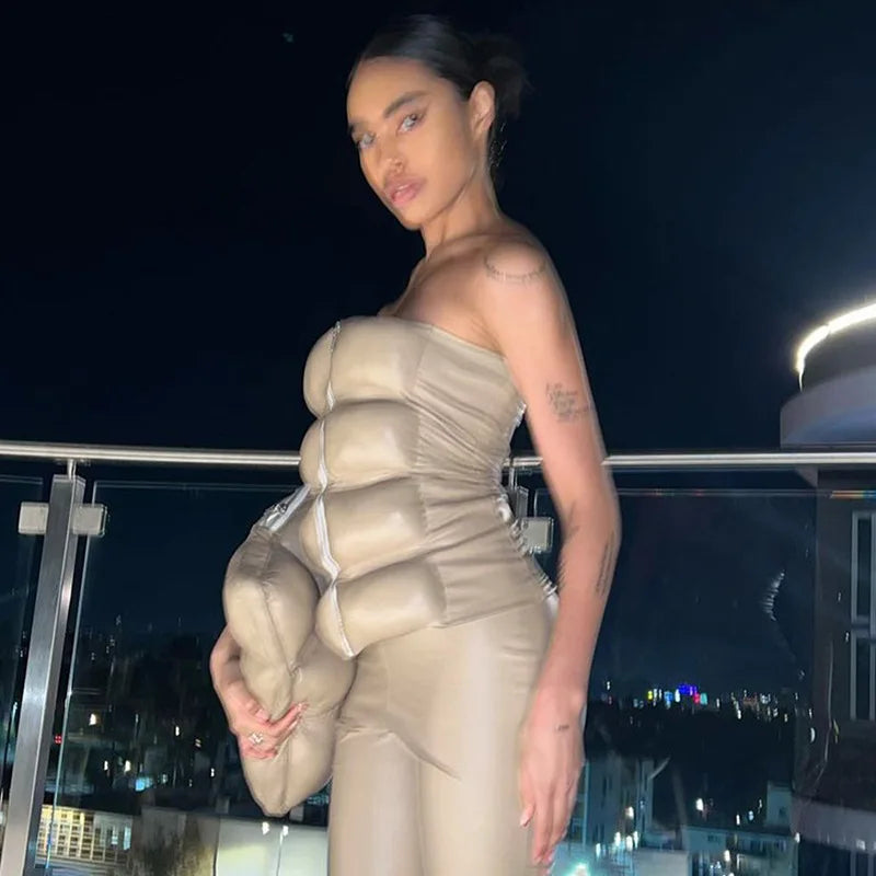 Sexy Frauen Shiny Gold Silber Bustier Crop Tops Helle PU Leder Krone Gürtel Abnehmen Taille Liebsten Low-cut Korsett top Sommer Festival Outfits | Techno Shirts | Rave Clothing