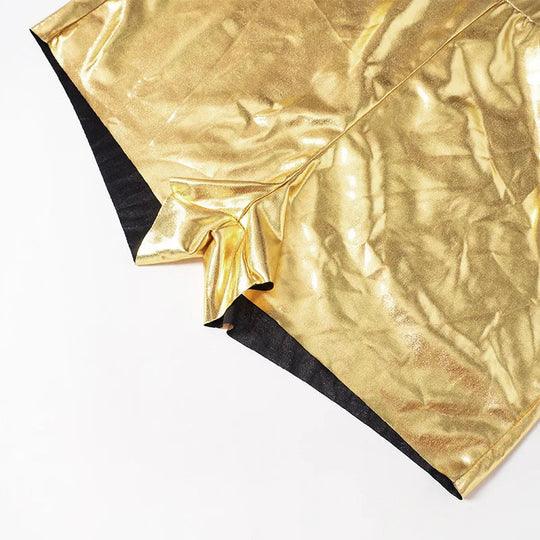 Sexy Frauen Shiny Gold Silber Bustier Crop Tops Helle PU Leder Krone Gürtel Abnehmen Taille Liebsten Low-cut Korsett top Sommer Festival Outfits | Techno Shirts | Rave Clothing