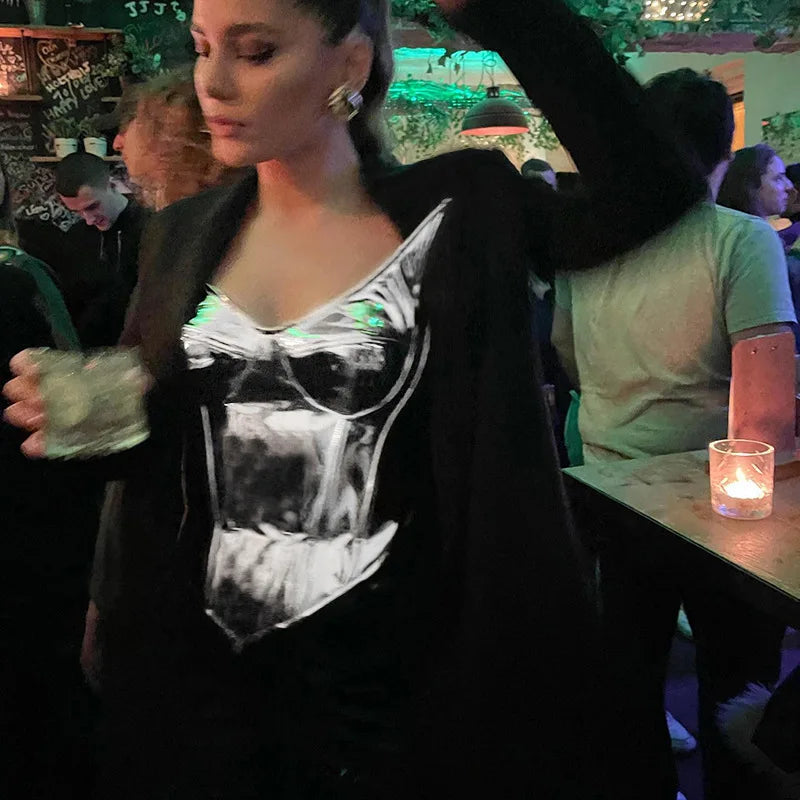 Sexy Frauen Shiny Gold Silber Bustier Crop Tops Helle PU Leder Krone Gürtel Abnehmen Taille Liebsten Low-cut Korsett top Sommer Festival Outfits | Techno Shirts | Rave Clothing