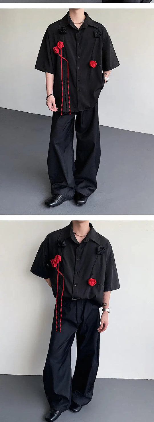 LUZHEN Original Dreidimensionale Patchwork Design Elegante Kurzarm Tops Männer der 2025 Sommer Trendy Lose Beiläufige Tops JY1625 Festival Outfits | Techno Shirts | Rave Clothing