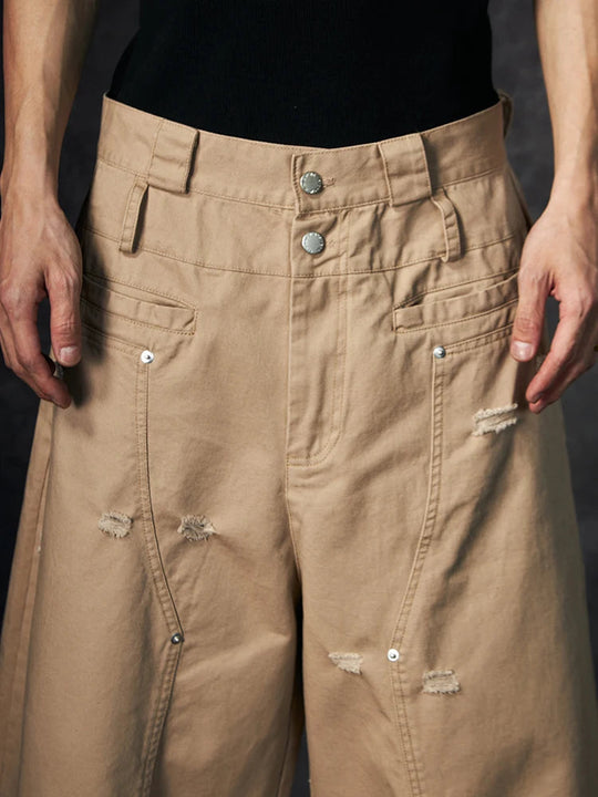 LUZHEN Streifen Patchwork Einfarbig Geerntete Hosen Männer 2025, Neue Lose Gerade Straße Casual Shorts Hosen Männliche Kleidung JY1609 Festival Outfits | Techno Shirts | Rave Clothing