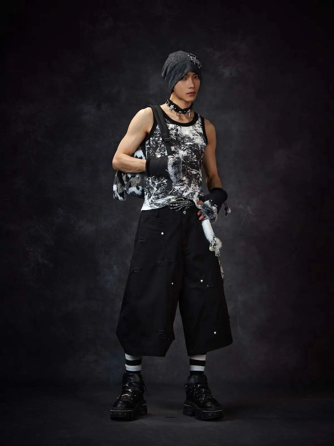 LUZHEN Streifen Patchwork Einfarbig Geerntete Hosen Männer 2025, Neue Lose Gerade Straße Casual Shorts Hosen Männliche Kleidung JY1609 Festival Outfits | Techno Shirts | Rave Clothing