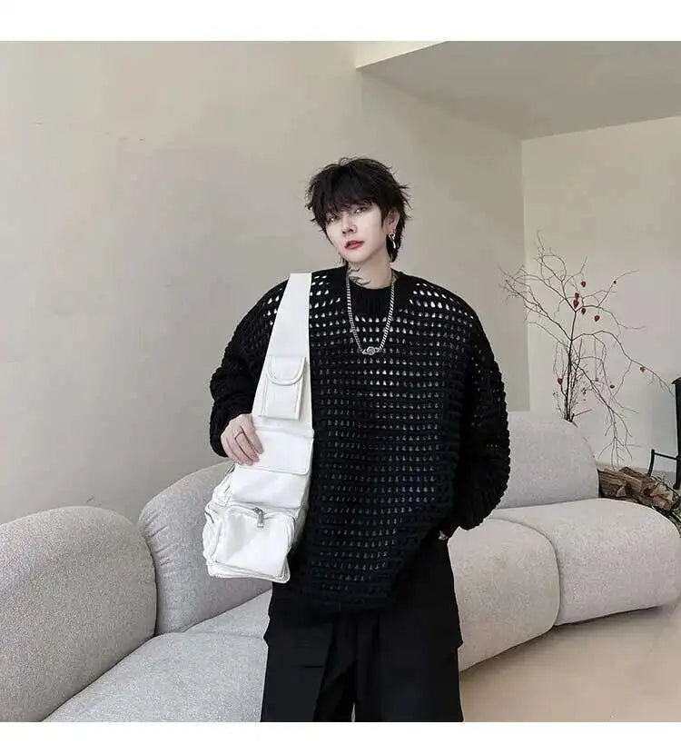 Gestrickter Pullover 2025, Baggy | Hohe Qualität Männer Festival Outfits | Techno Shirts | Rave Clothing