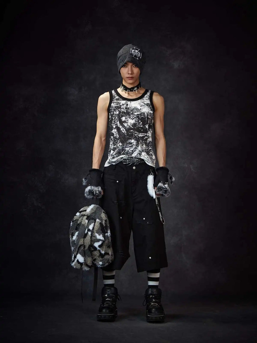 LUZHEN Streifen Patchwork Einfarbig Geerntete Hosen Männer 2025, Neue Lose Gerade Straße Casual Shorts Hosen Männliche Kleidung JY1609 Festival Outfits | Techno Shirts | Rave Clothing