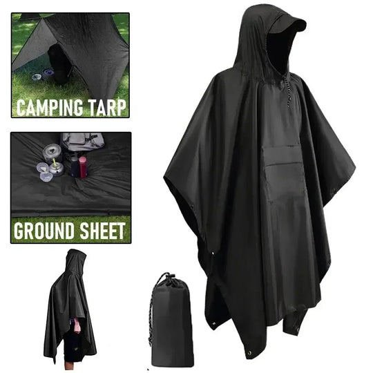 3-in-1-Militär-Regenmantel für den Außenbereich, mit Kapuze, wasserdicht, Regenponcho, Motorrad-Regenschutz, Camping, Wandern, Reisen, Regenbekleidung, Zelt Festival Outfits | Techno Shirts | Rave Clothing