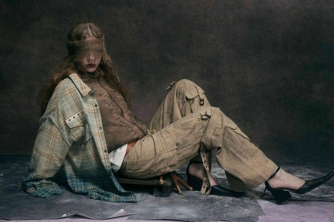 90er Jahre kariertes Festival Langarmhemd | Rave Outfit Herren Festival Outfits | Techno Shirts | Rave Clothing