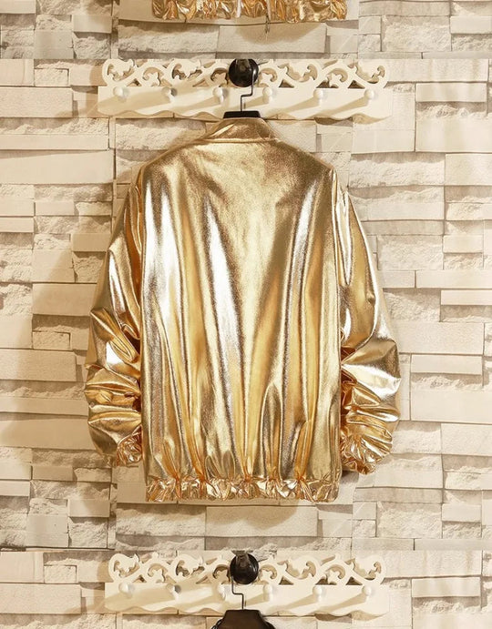 Herren-Sets, glänzende metallische Anzüge, Disco für Erwachsene, 2-teiliges Outfit, Jacke, Hose, Halloween, Anzieh, Nachtclub, Tanz, Rave, Cosplay-Kostüm Festival Outfits | Techno Shirts | Rave Clothing