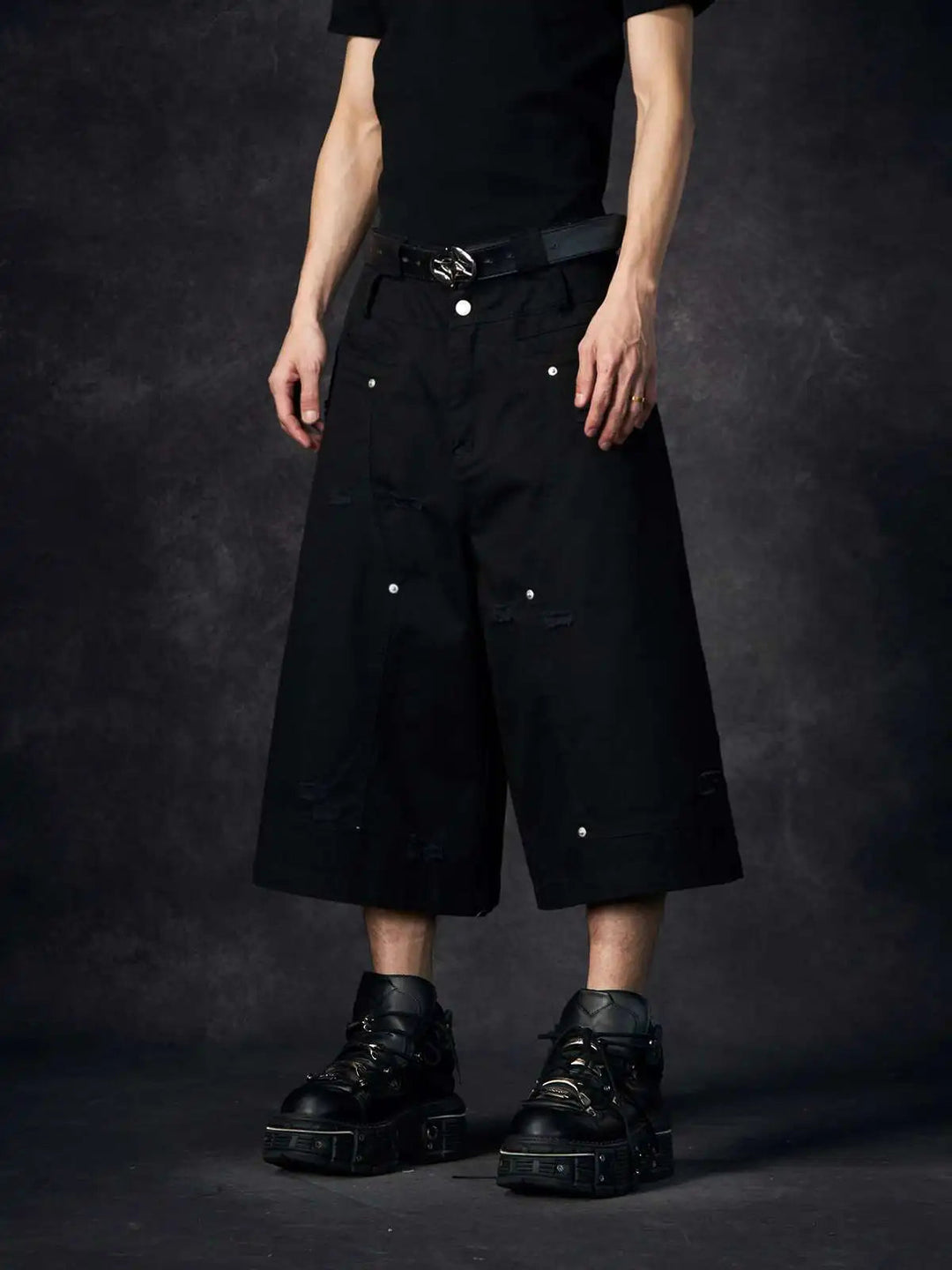 LUZHEN Streifen Patchwork Einfarbig Geerntete Hosen Männer 2025, Neue Lose Gerade Straße Casual Shorts Hosen Männliche Kleidung JY1609 Festival Outfits | Techno Shirts | Rave Clothing