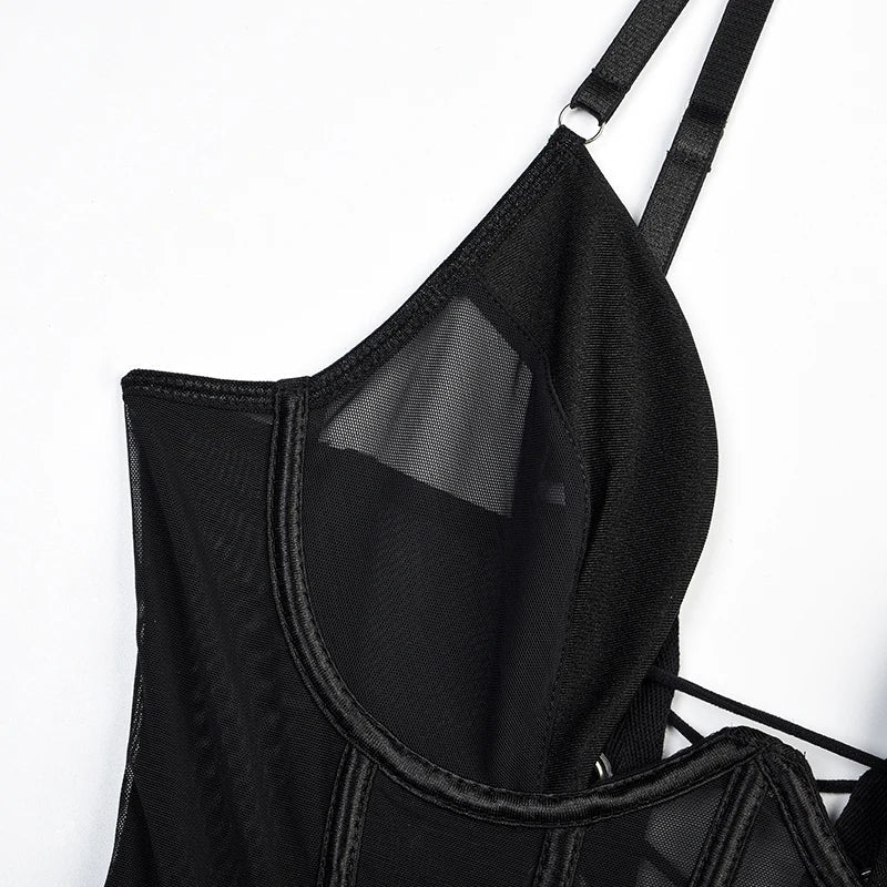 Rückenfreies Schnürkorsett-Set – Nahtlose Push-Up Unterwäsche 3-teilig Schwarz Festival Outfits | Techno Shirts | Rave Clothing