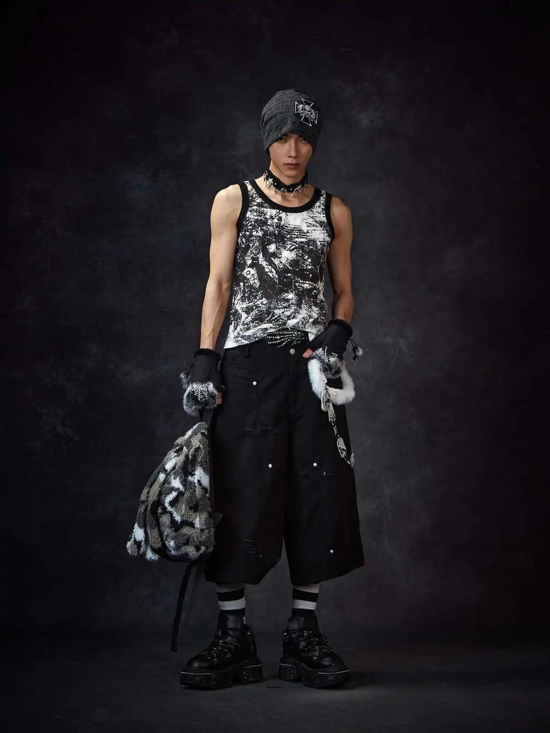 LUZHEN Streifen Patchwork Einfarbig Geerntete Hosen Männer 2025, Neue Lose Gerade Straße Casual Shorts Hosen Männliche Kleidung JY1609 Festival Outfits | Techno Shirts | Rave Clothing