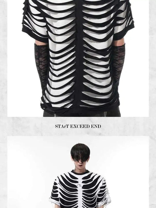 LUZHEN 2025 Sommer Neue Original Personalisierte Aushöhlen Patchwork Design Gefälschte Zwei Stück T-shirts männer High Street Tops JY1125 Festival Outfits | Techno Shirts | Rave Clothing