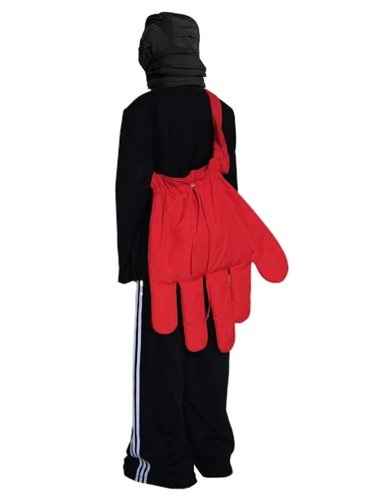 Rote Nylon große Handschuhe Taschen Frauen Street Style Euro-Amerika-Stil Umhängetasche Geldbörsen und Taschen Umhängetasche Mädchen Tasche Festival Outfits | Techno Shirts | Rave Clothing