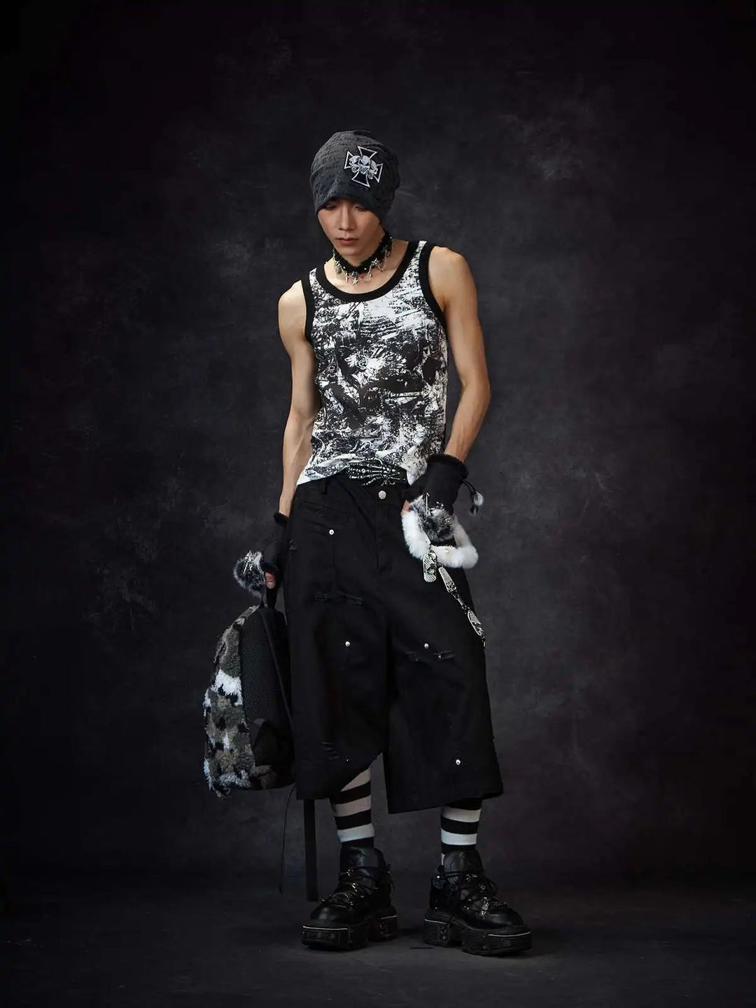 LUZHEN Streifen Patchwork Einfarbig Geerntete Hosen Männer 2025, Neue Lose Gerade Straße Casual Shorts Hosen Männliche Kleidung JY1609 Festival Outfits | Techno Shirts | Rave Clothing