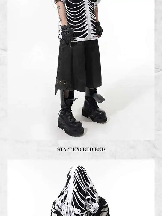 LUZHEN 2025 Sommer Neue Original Personalisierte Aushöhlen Patchwork Design Gefälschte Zwei Stück T-shirts männer High Street Tops JY1125 Festival Outfits | Techno Shirts | Rave Clothing