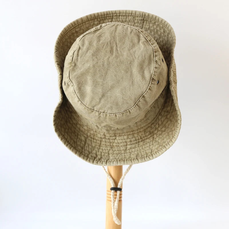 2025 Blaue Cowboy-Wander-Eimerhüte mit Schnur, Herren-Denim-Strand-Sonnenhut für Damen, Outdoor, Paar, Bob, Panama, Sommer-Fischerkappe Festival Outfits | Techno Shirts | Rave Clothing