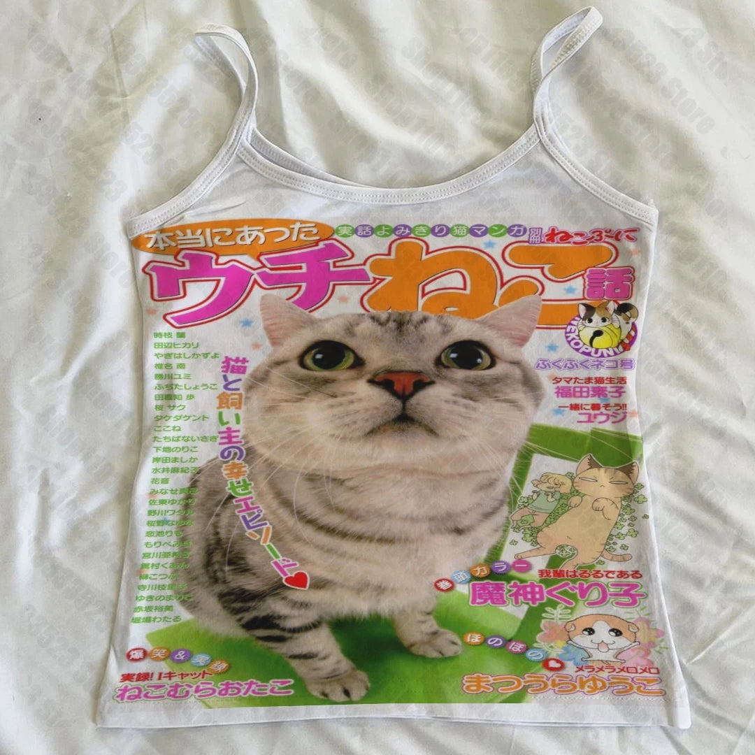 Y2k Emo Mädchen Vintage Frauen Baby Tank Punk süße Mädchen Print Tank Tops weibliche Harajuku 2000er Jahre Frauen Kleidung Weste Sommer Y2k Stil Festival Outfits | Techno Shirts | Rave Clothing