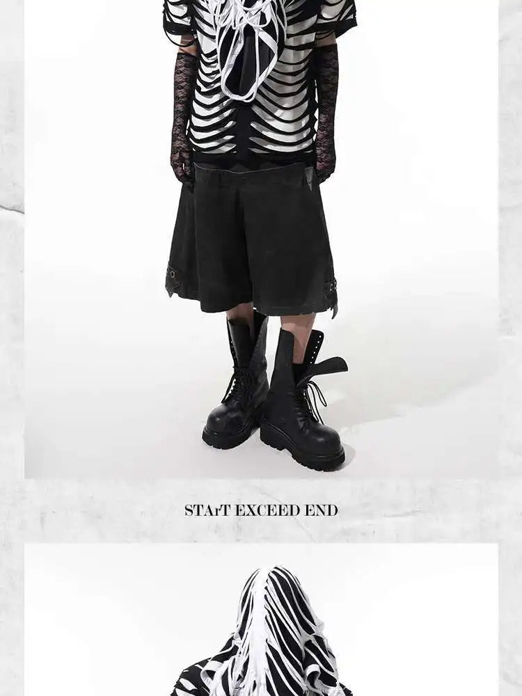 LUZHEN 2025 Sommer Neue Original Personalisierte Aushöhlen Patchwork Design Gefälschte Zwei Stück T-shirts männer High Street Tops JY1125 Festival Outfits | Techno Shirts | Rave Clothing