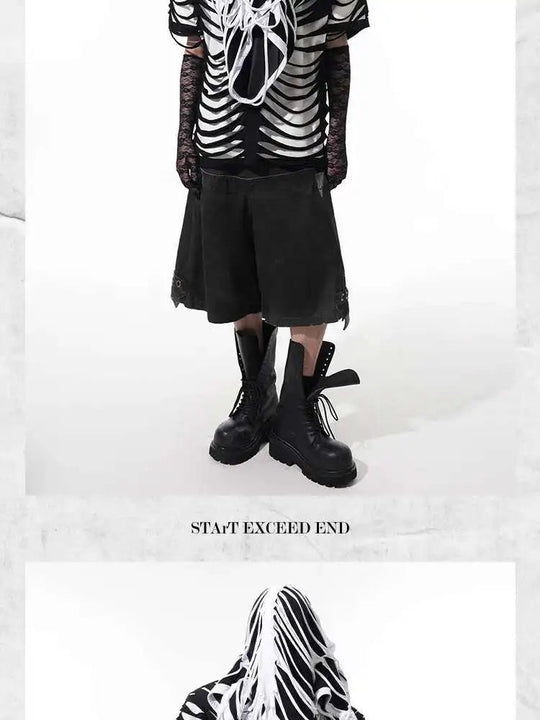 LUZHEN 2025 Sommer Neue Original Personalisierte Aushöhlen Patchwork Design Gefälschte Zwei Stück T-shirts männer High Street Tops JY1125 Festival Outfits | Techno Shirts | Rave Clothing