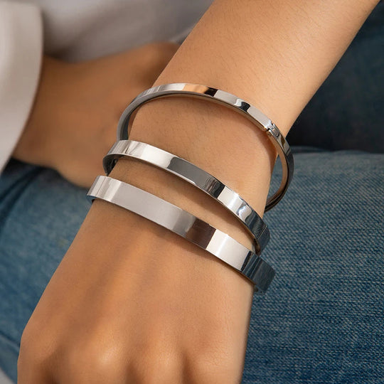 ANENJERY 316L Edelstahl Glatte Intarsien Zirkon Herz Armband für Frauen Männer Einfache Mode Temperament Schmuck Geschenke Täglich Festival Outfits | Techno Shirts | Rave Clothing