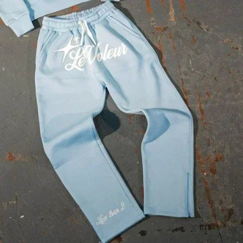 Streetwear Hoodie Jogginghose Zweiteiliges Set Y2K Männer Frauen Hip Hop Brief bestickt übergroße Hoodie Sweatshirt Lounge Hosen Set Festival Outfits | Techno Shirts | Rave Clothing