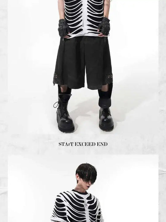 LUZHEN 2025 Sommer Neue Original Personalisierte Aushöhlen Patchwork Design Gefälschte Zwei Stück T-shirts männer High Street Tops JY1125 Festival Outfits | Techno Shirts | Rave Clothing