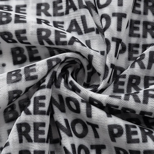 Shestyle Brief Gedruckt Mesh Transparent Bodystui Frauen Getäfelten Zeitung Langarm Rundhals T-Shirts Tanga Schöne Heiße Festival Outfits | Techno Shirts | Rave Clothing