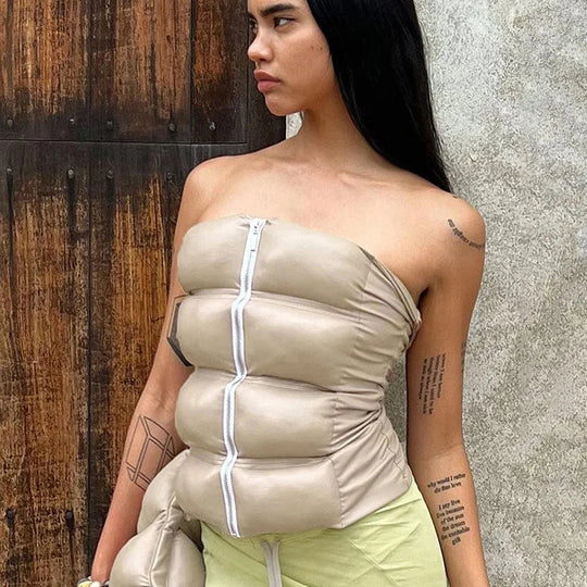 Sexy Frauen Shiny Gold Silber Bustier Crop Tops Helle PU Leder Krone Gürtel Abnehmen Taille Liebsten Low-cut Korsett top Sommer Festival Outfits | Techno Shirts | Rave Clothing