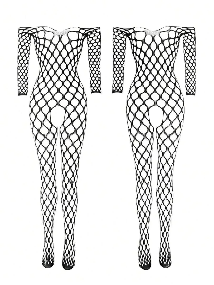 Einteiliger Bodystocking ohne Schritt für Sex, transparente sexy Dessous, sexy Body, erotische Kostüme, schwarze Ganzkörperstrümpfe Festival Outfits | Techno Shirts | Rave Clothing