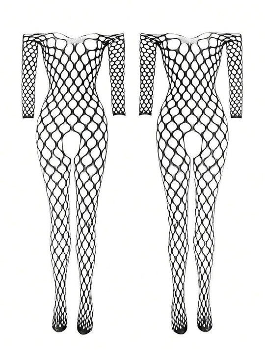 Einteiliger Bodystocking ohne Schritt für Sex, transparente sexy Dessous, sexy Body, erotische Kostüme, schwarze Ganzkörperstrümpfe Festival Outfits | Techno Shirts | Rave Clothing