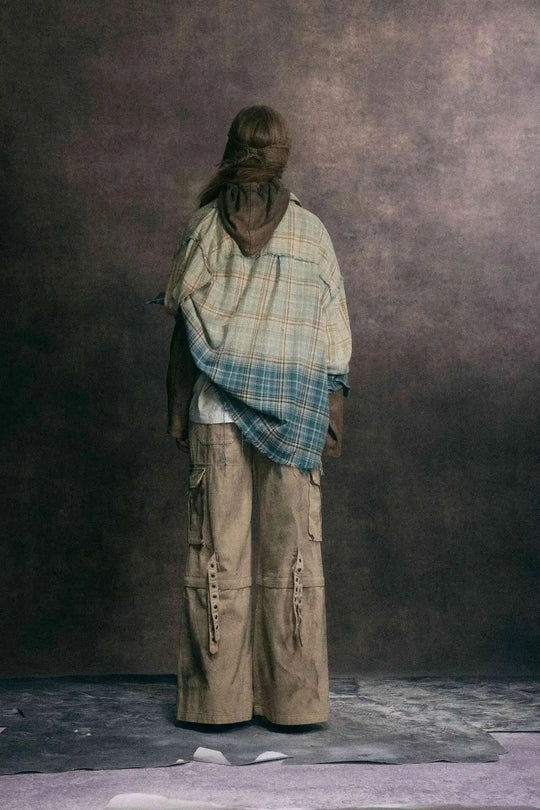 90er Jahre kariertes Festival Langarmhemd | Rave Outfit Herren Festival Outfits | Techno Shirts | Rave Clothing