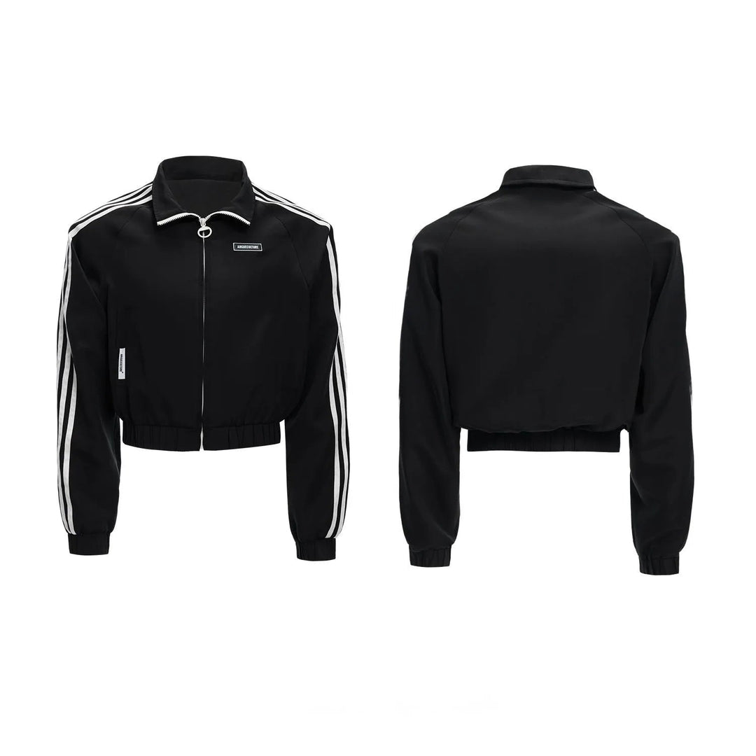 LUZHEN 2025 Neue Streifen Gedruckt Baggy Breite Bein Straße Sport Hosen Männer Stilvolle Frauen Paare Stehen Neck Casual jacke JY1403 Festival Outfits | Techno Shirts | Rave Clothing