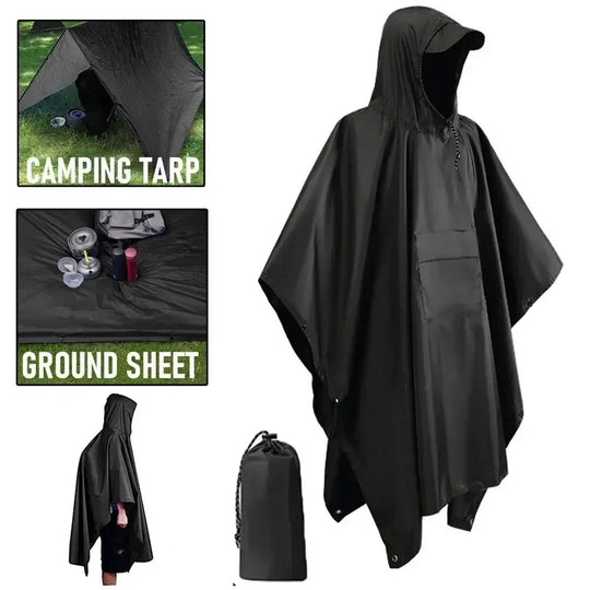 3-in-1-Militär-Regenmantel für den Außenbereich, mit Kapuze, wasserdicht, Regenponcho, Motorrad-Regenschutz, Camping, Wandern, Reisen, Regenbekleidung, Zelt Festival Outfits | Techno Shirts | Rave Clothing