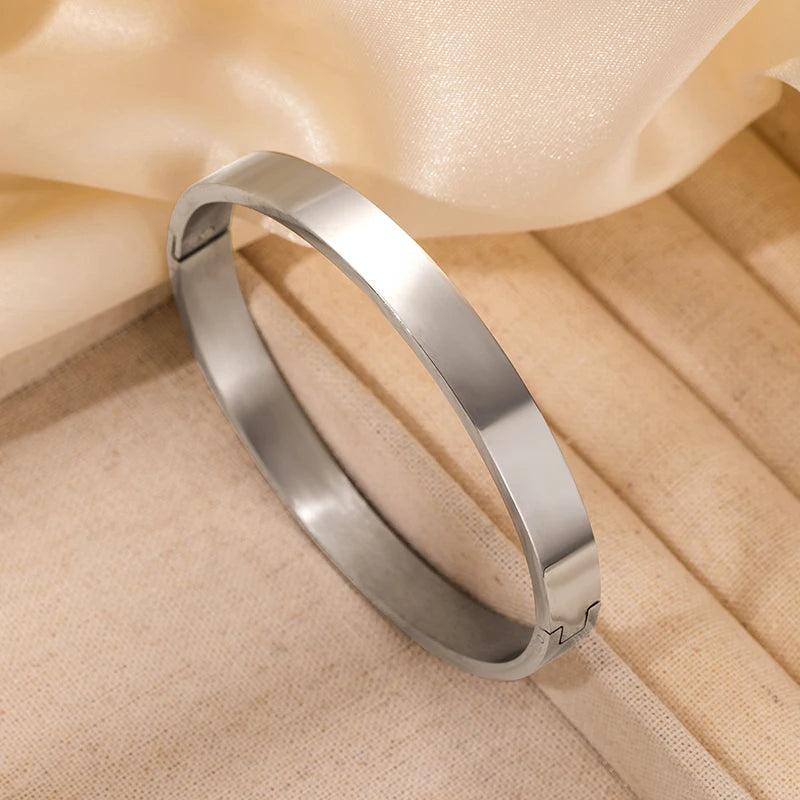 ANENJERY 316L Edelstahl Glatte Intarsien Zirkon Herz Armband für Frauen Männer Einfache Mode Temperament Schmuck Geschenke Täglich Festival Outfits | Techno Shirts | Rave Clothing