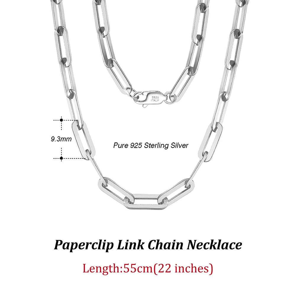 ORSA JEWELS 14K vergoldete echte 925er Sterlingsilber-Büroklammer-Halskette, 6/9,3/12 mm Gliederkette für Damen und Herren, Schmuck SC39 Festival Outfits | Techno Shirts | Rave Clothing