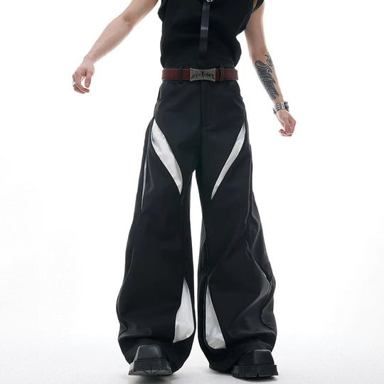 LUZHEN Personalisierte Original Streetwear Trendy Aushöhlen Patchwork Design Lose Breite Bein Casual Hosen Männer 2025, Hosen JY1701 Festival Outfits | Techno Shirts | Rave Clothing