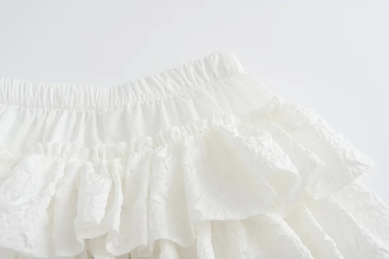 Kawaii Lolita Rock Shorts Frauen Sommer Rüschen Patchwork Layered Hohe Taille Nette Balletcore Mini Rock Tutu Petticoat Festival Outfits | Techno Shirts | Rave Clothing