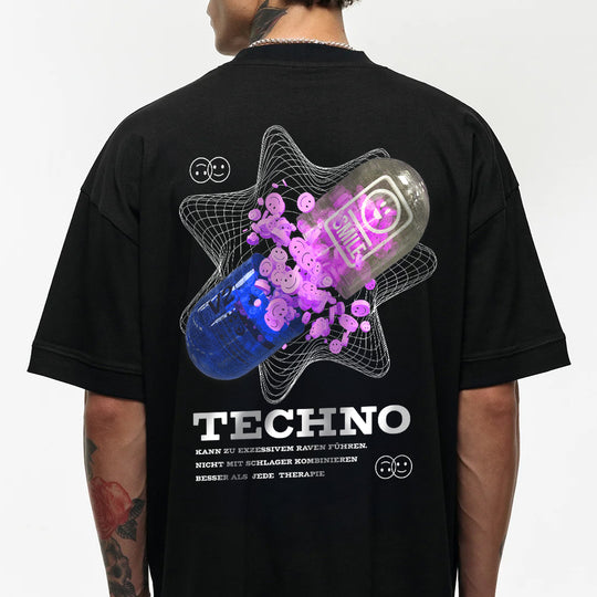 "TECHNO PILLE" Oversized Shirt (Backprint) Techno Tee 