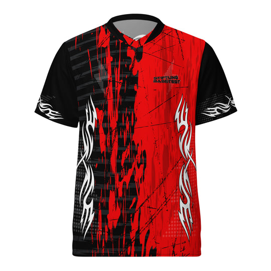 Football Jersey – rotes Rave Trikot Y2k "Stiftung Basstest" 6xl FESTIVAL OUTFITS & STREETWEAR