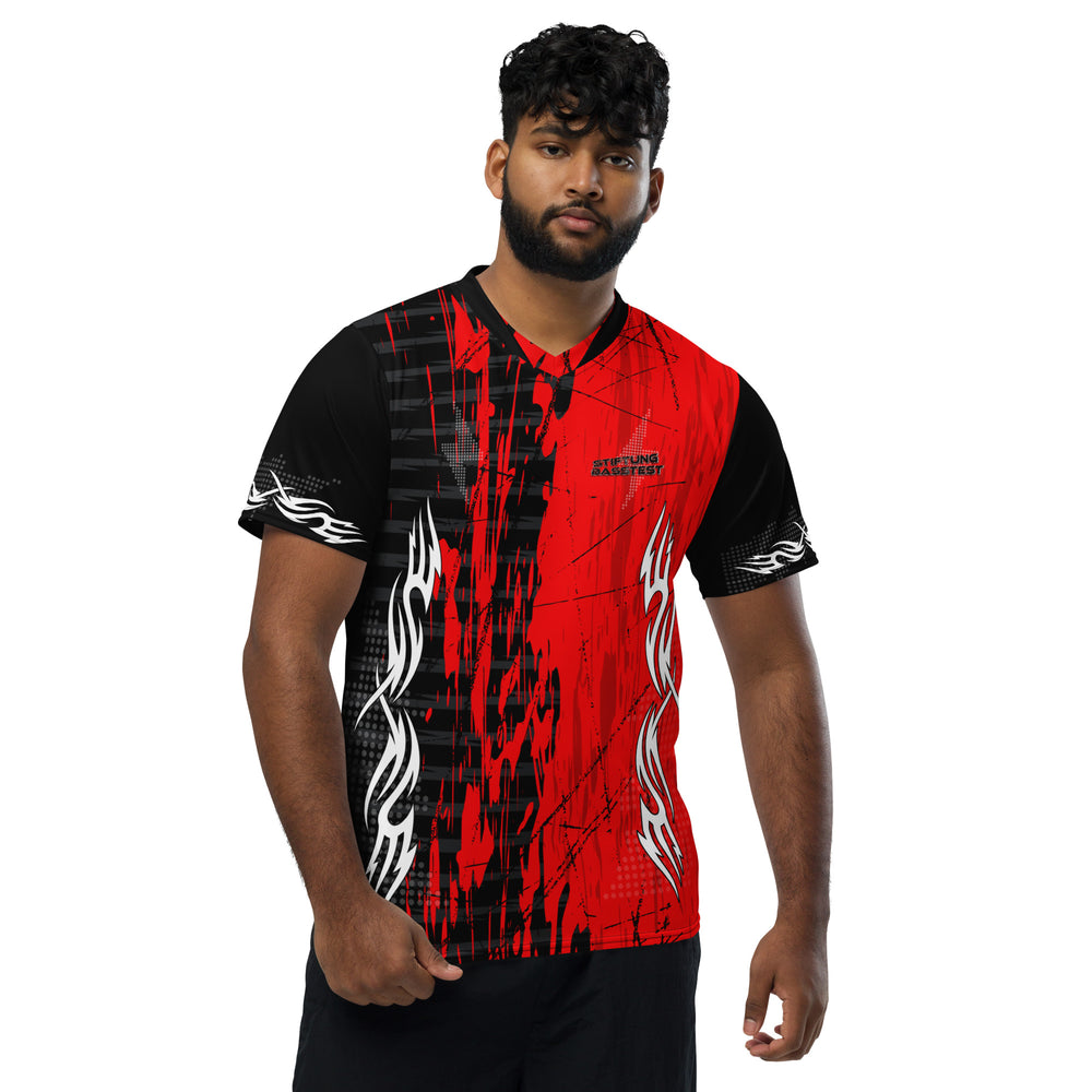 Football Jersey – rotes Rave Trikot Y2k "Stiftung Basstest" 6xl FESTIVAL OUTFITS & STREETWEAR