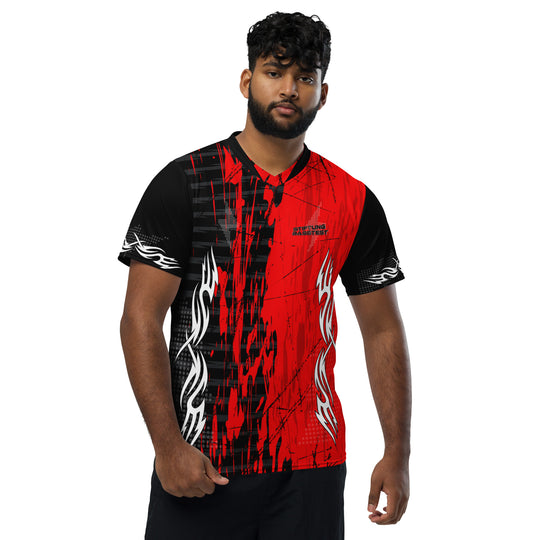 Football Jersey – rotes Rave Trikot Y2k "Stiftung Basstest" 6xl FESTIVAL OUTFITS & STREETWEAR