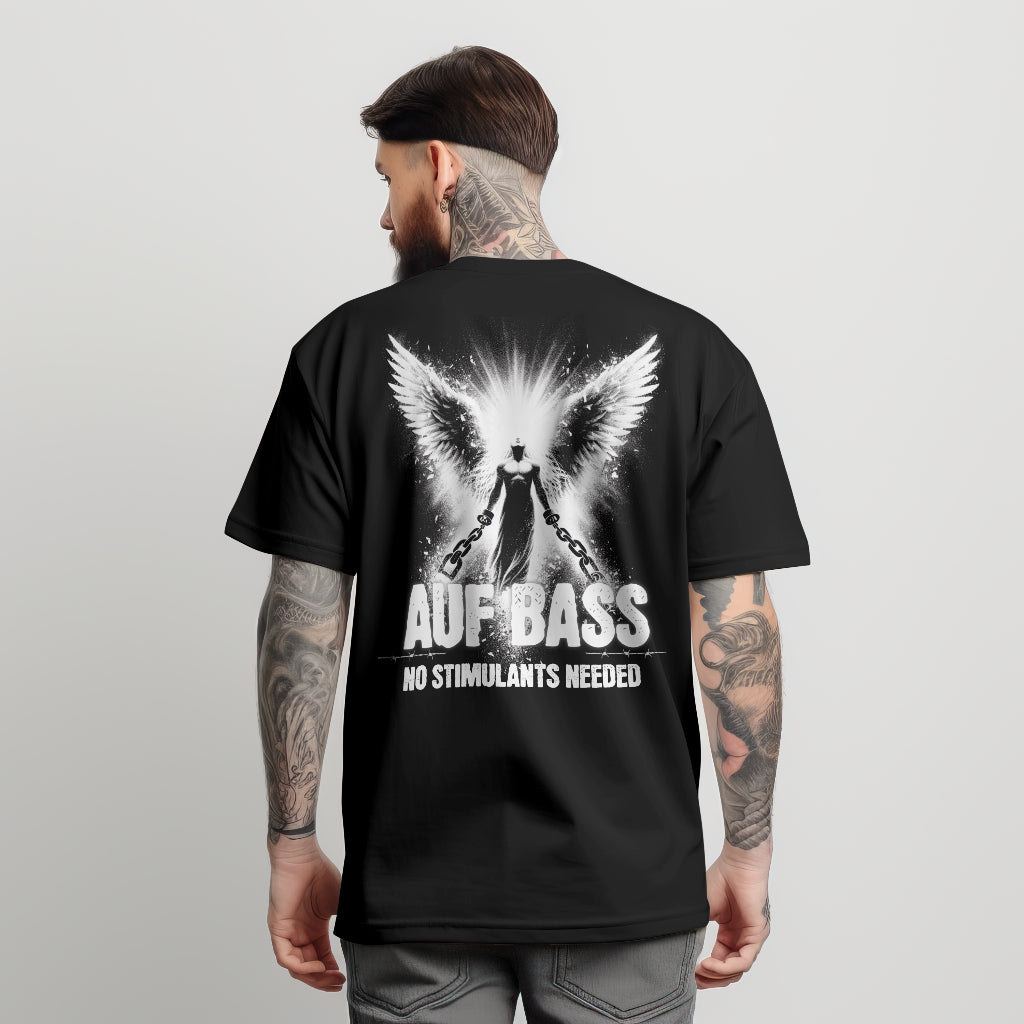 "Auf Bass - No stimulants needed" Oversized Shirt (Backprint)