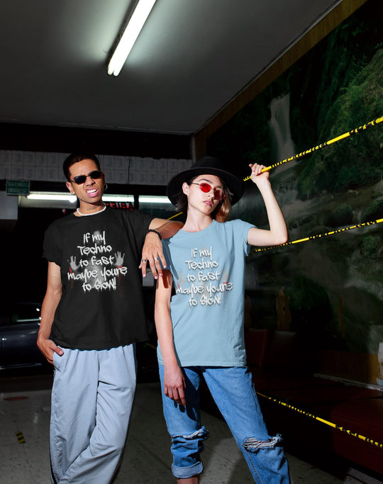 NATZ Clothing! "If my Techno to fast maybe youre to Slow!" Damen Top (Doubleprint) MarketPrint