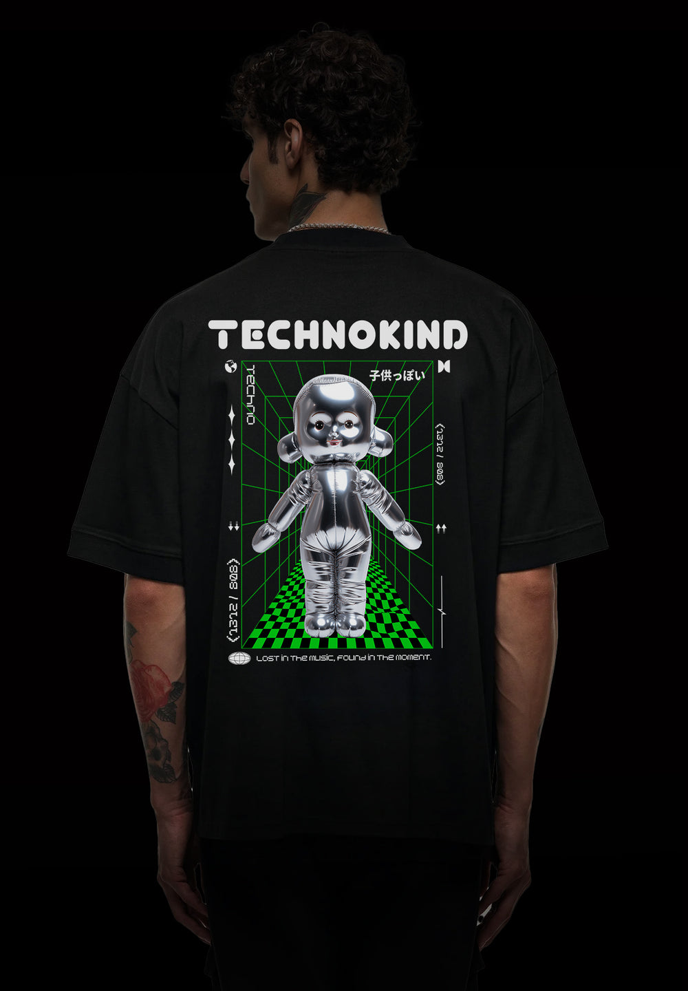 "Technokind" Oversize Techno Musik T-Shirt (Backprint)